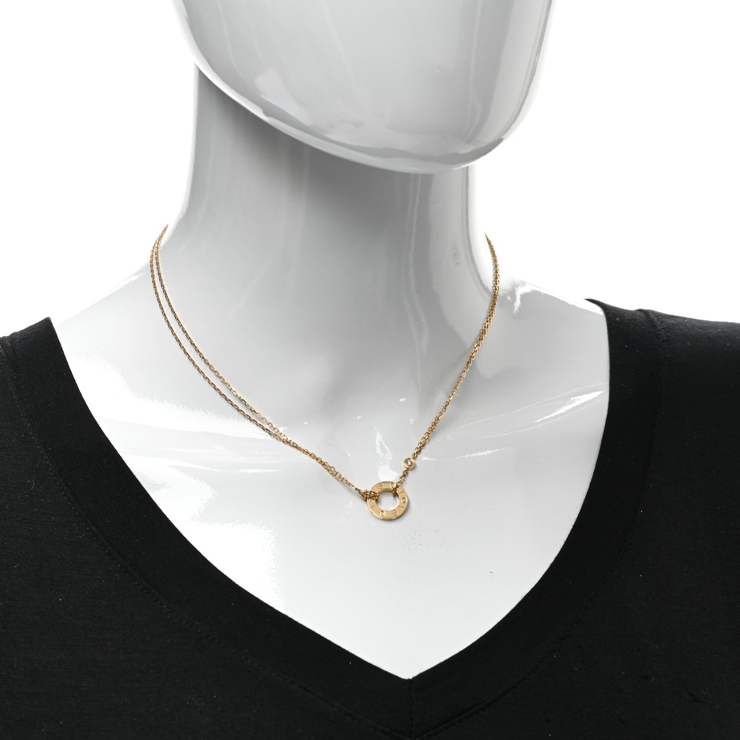 18K Yellow Gold 2 Diamond LOVE Necklace