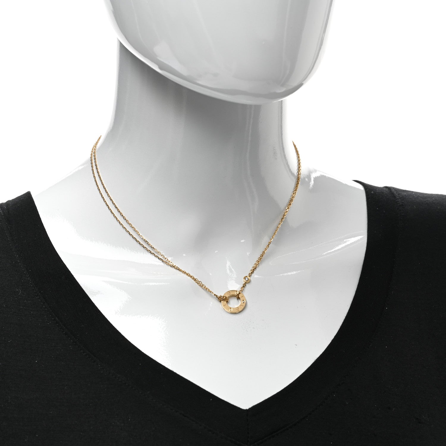 Cartier 18K Yellow Gold 2 Diamond LOVE Necklace 2 of 5