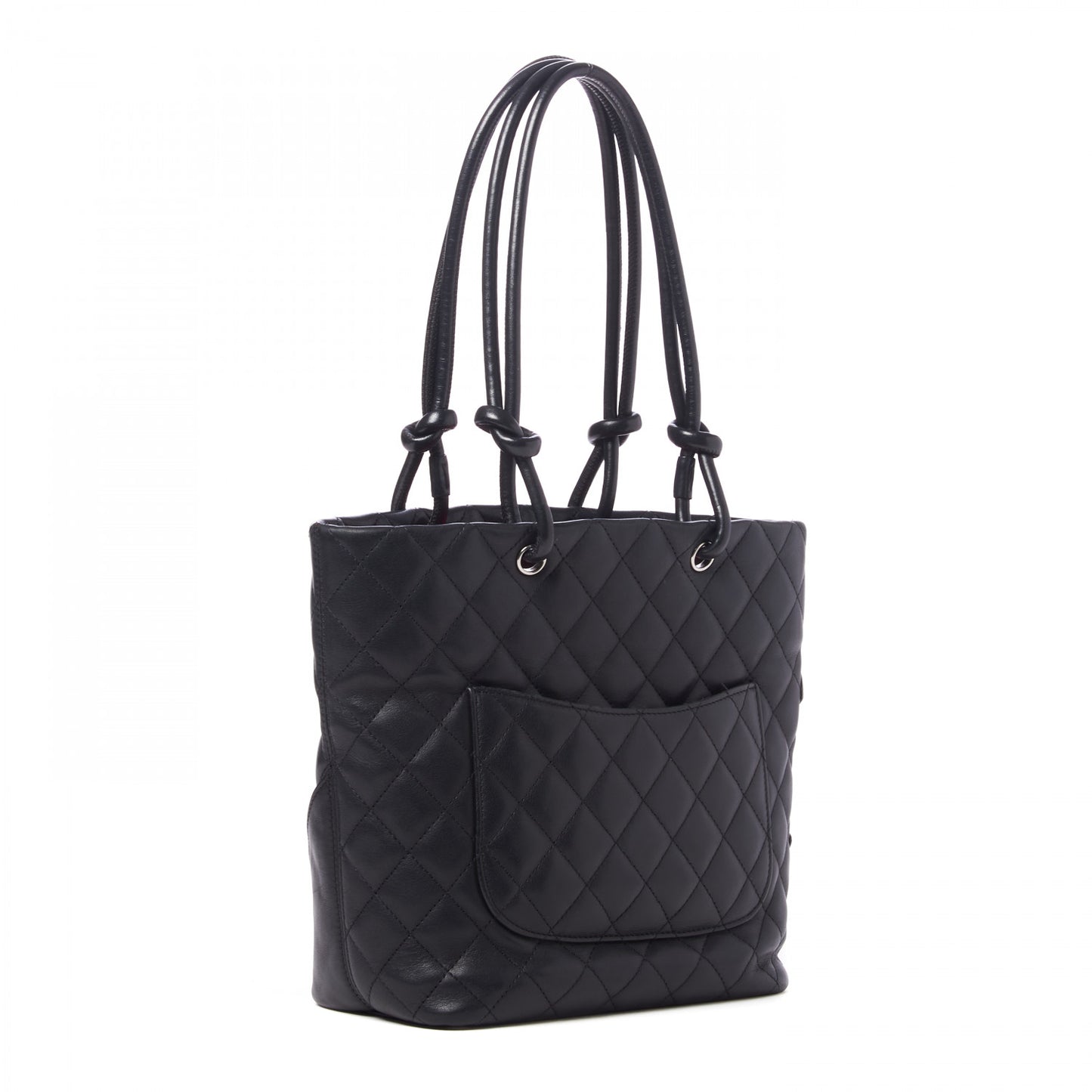Calfskin Quilted Medium Cambon Tote Black