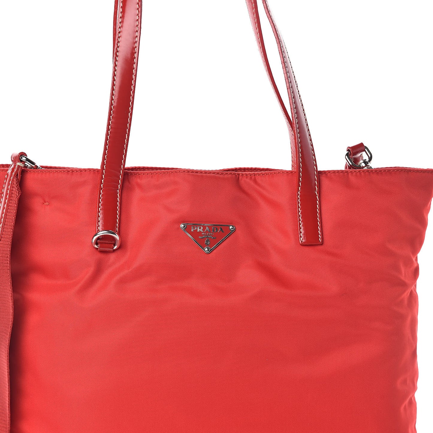 Tessuto Nylon Spazzolato Mini Shopping Tote Rosso