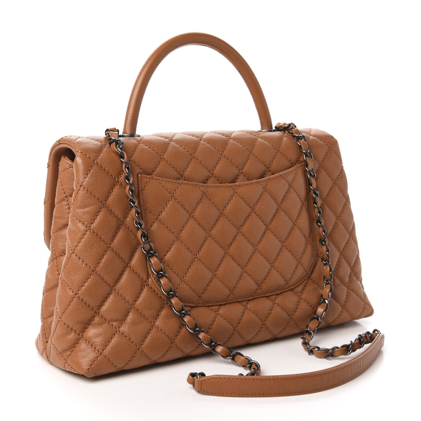 Caviar Quilted Medium Coco Handle Flap Camel