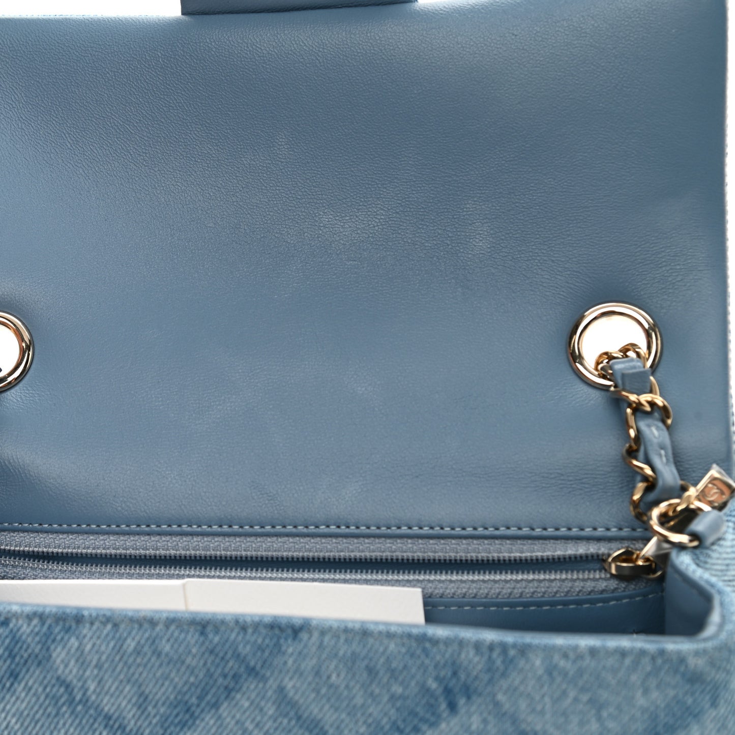 Denim Quilt Print Mini Rectangular Flap Light Blue