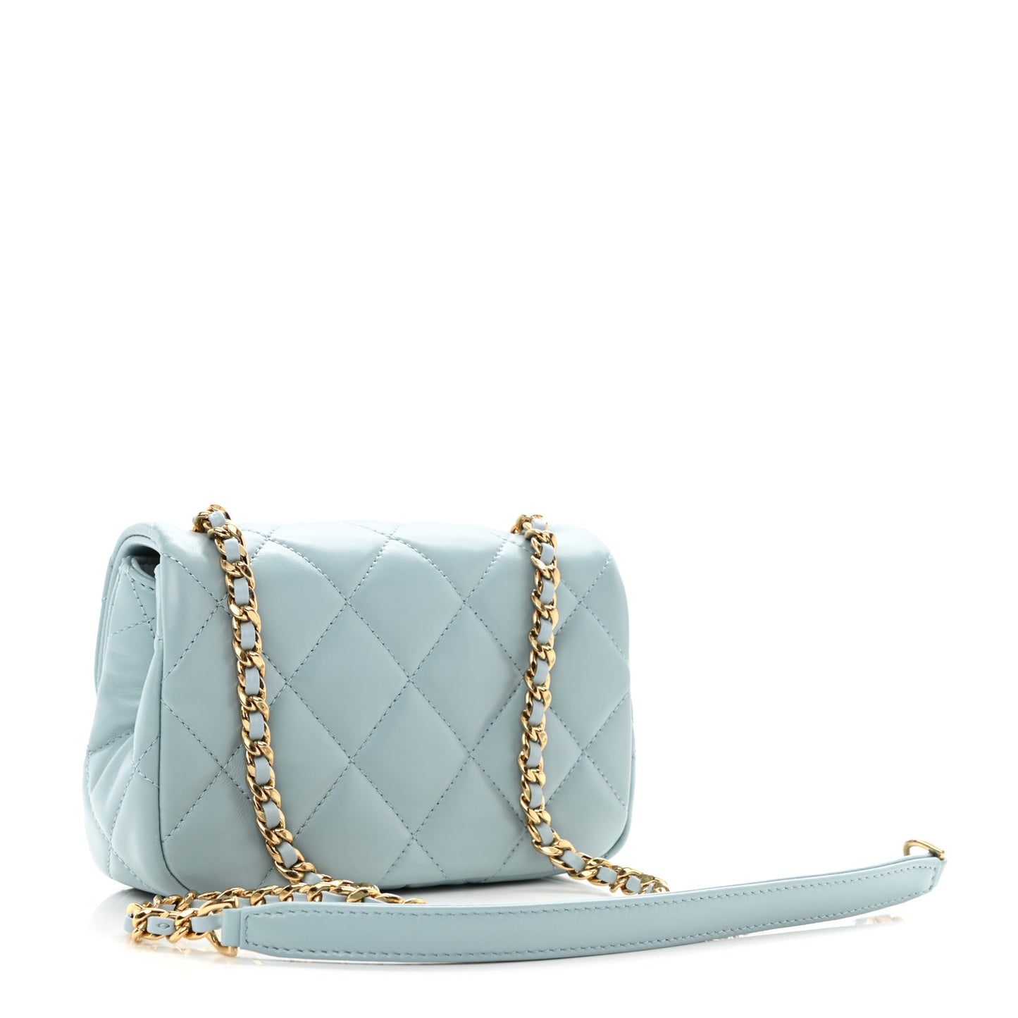 Lambskin Quilted Mini Flap Light Blue