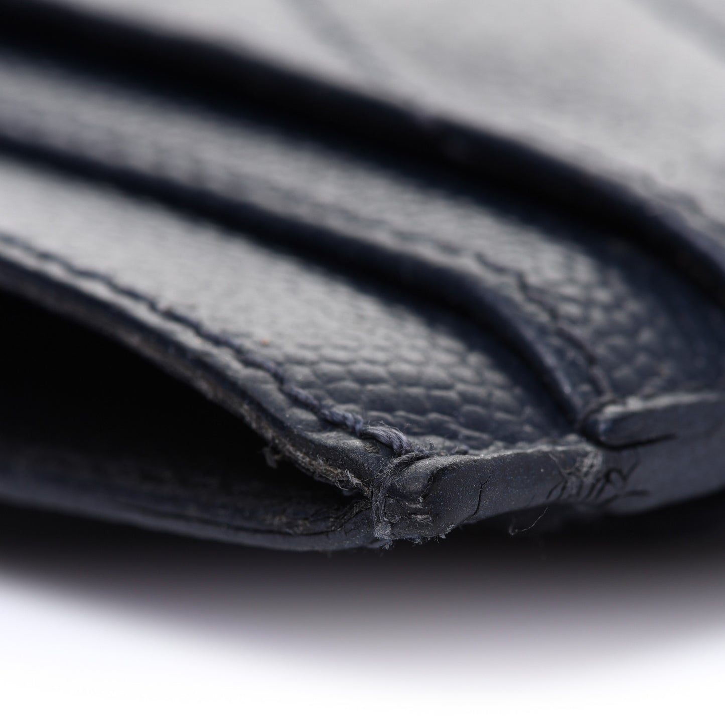 Grain De Poudre Matelasse Chevron Monogram Credit Card Case Navy