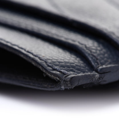 Saint Laurent Grain De Poudre Matelasse Chevron Monogram Credit Card Case Navy 11 of 12