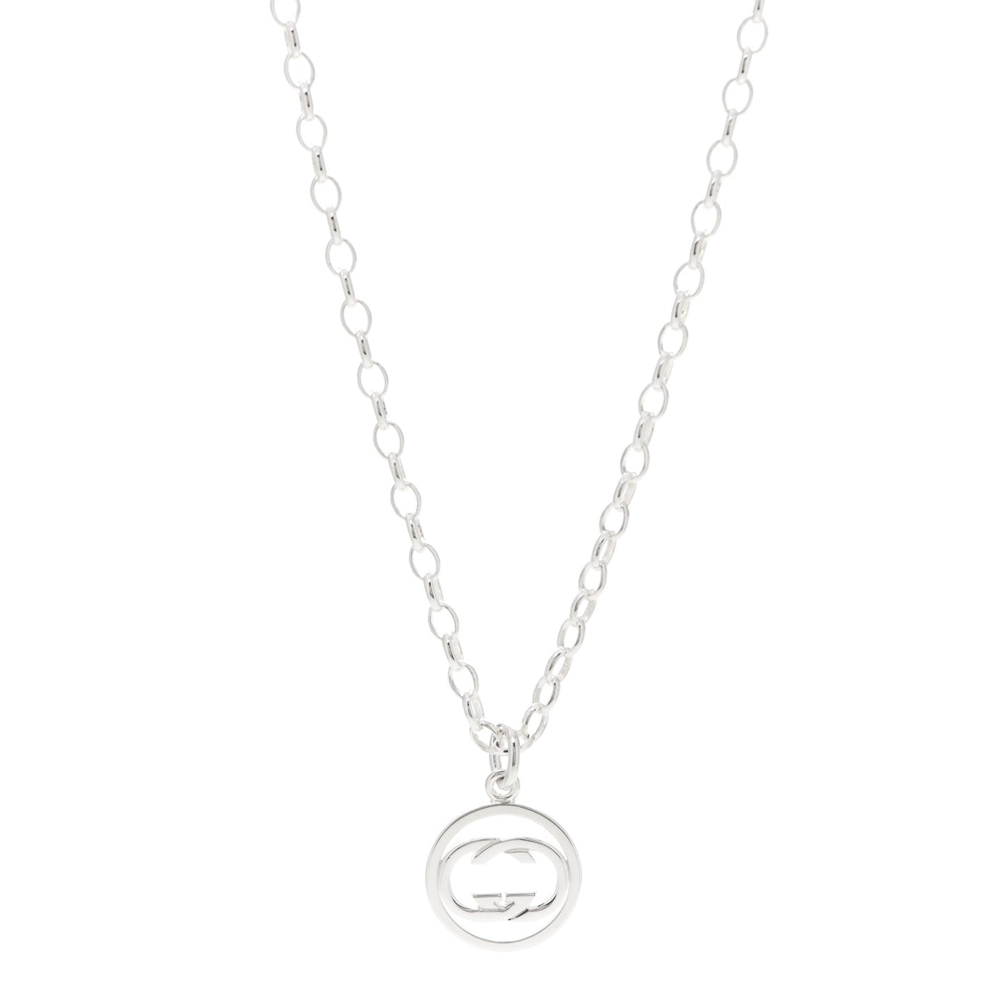 Sterling Silver Interlocking Circle GG Pendant Necklace