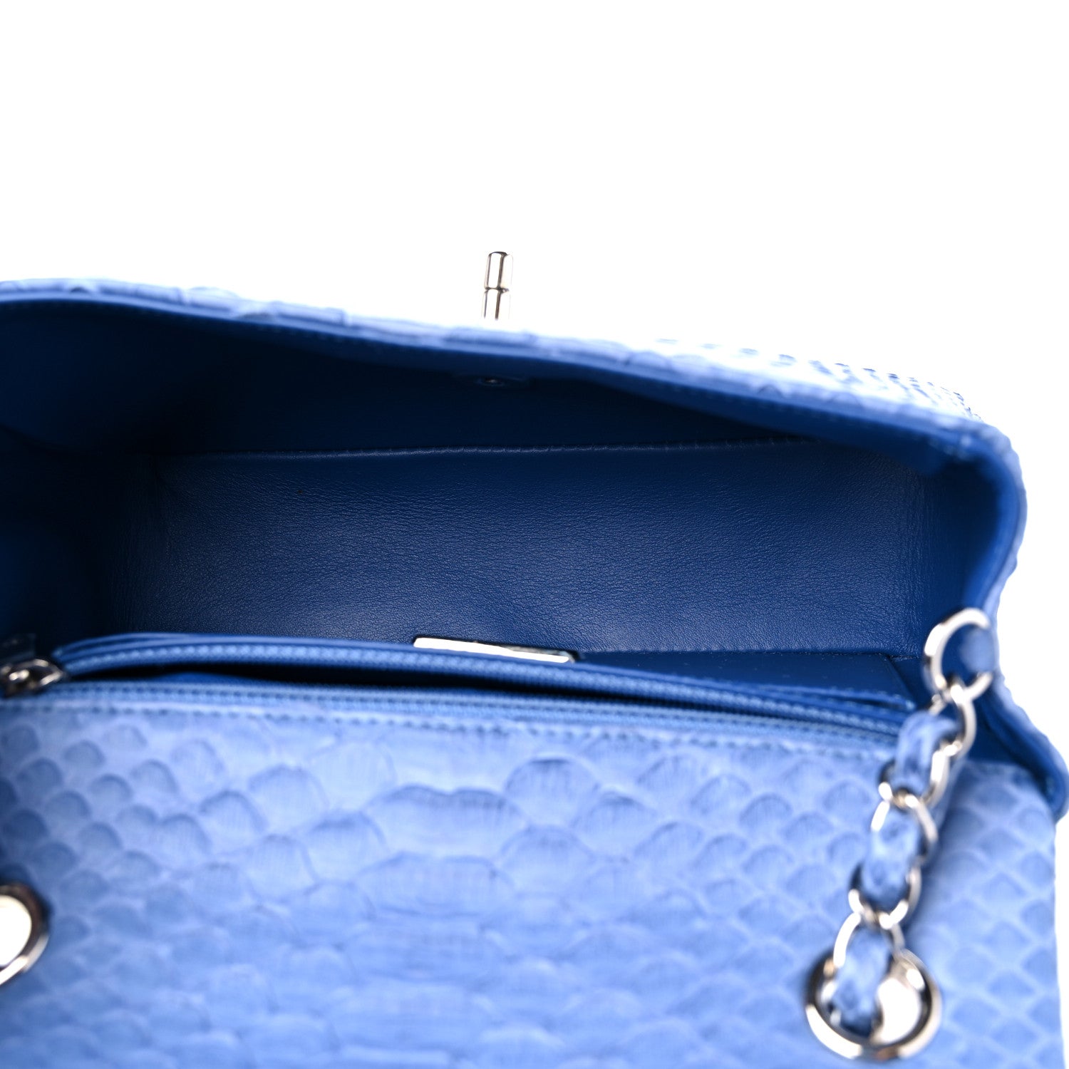 Chanel Snakeskin Mini Rectangular Flap Blue 5 of 9
