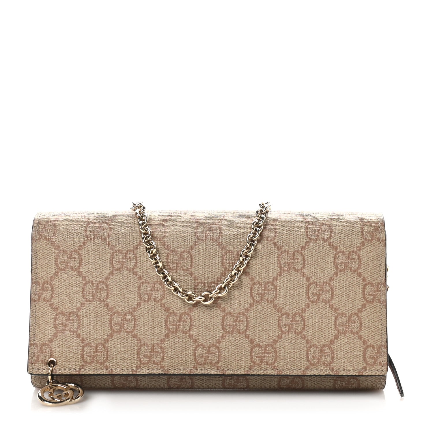 Gucci GG Supreme Monogram GG Pierce Chain Clutch Wallet Winter Rose 1 of 10