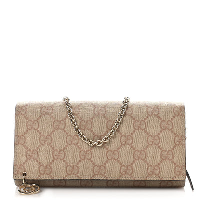 Gucci GG Supreme Monogram GG Pierce Chain Clutch Wallet Winter Rose 1 of 10