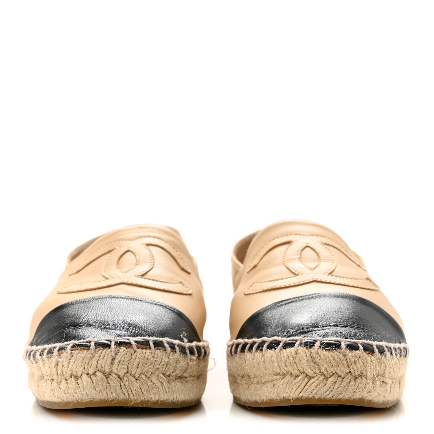 Chanel Lambskin CC Espadrilles 39 Beige Black 3 of 9