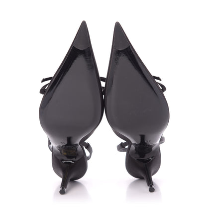 Balenciaga Satin Pointed Toe Knife Slingback Mules 35 Black 4 of 9