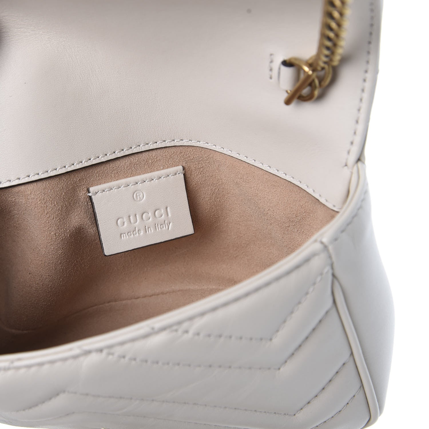 Gucci Calfskin Matelasse Super Mini GG Marmont Shoulder Bag White 7 of 11