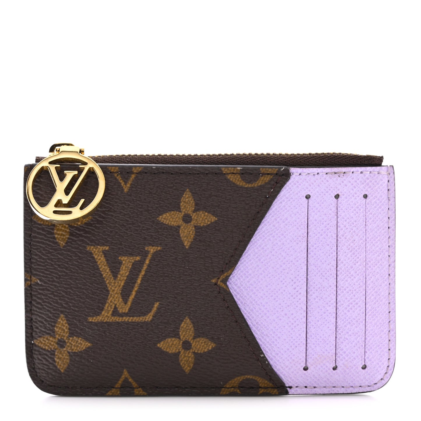 Monogram Zipped Romy Card Holder Bubble Tea