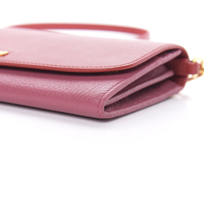 Miu Miu Goatskin Madras Bicolor Wallet On Chain Fuoco Bruyere 11 of 12