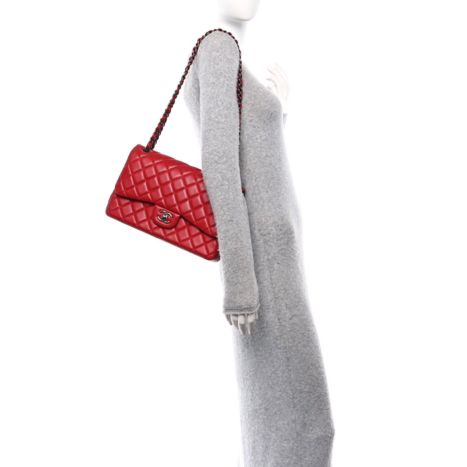 Chanel Lambskin Quilted Jumbo Double Flap Red 2 of 10