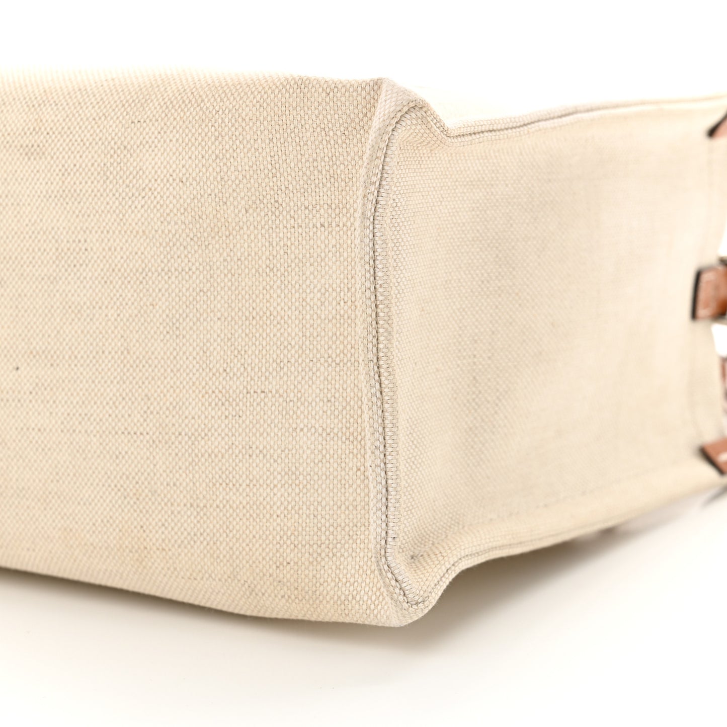 Canvas Calfskin Logo Print Medium Tote Bag Brown