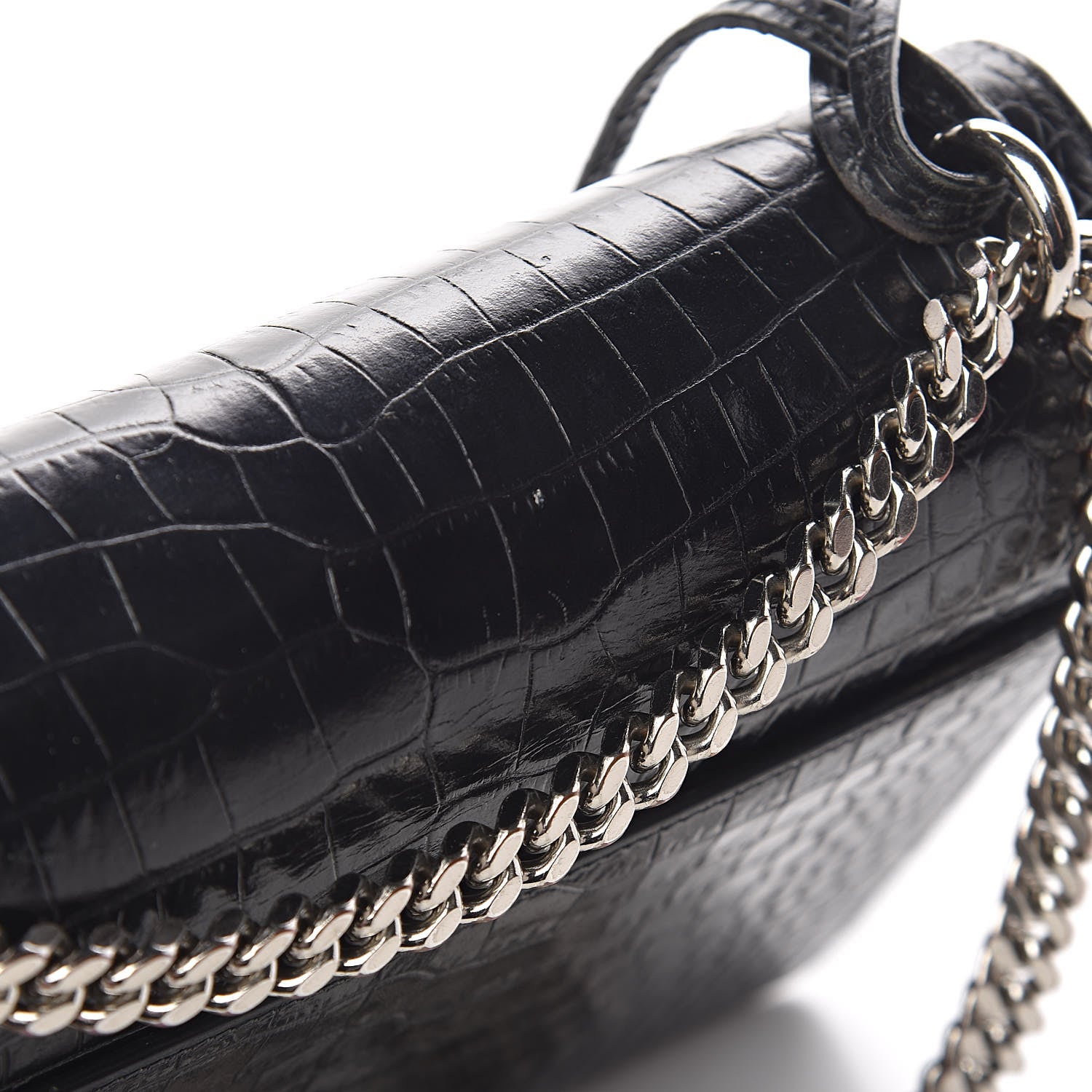 Saint Laurent Calfskin Crocodile Embossed Medium Monogram Sunset Black 11 of 11