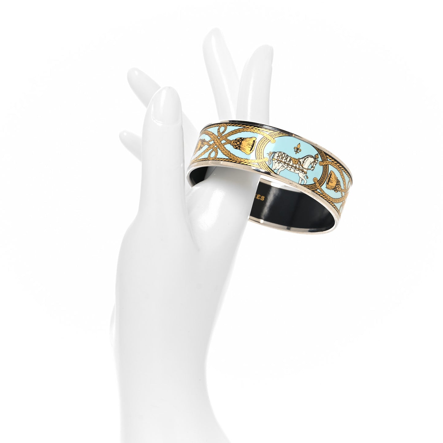 Enamel Printed Wide Grand Apparat Bracelet 65 Blue