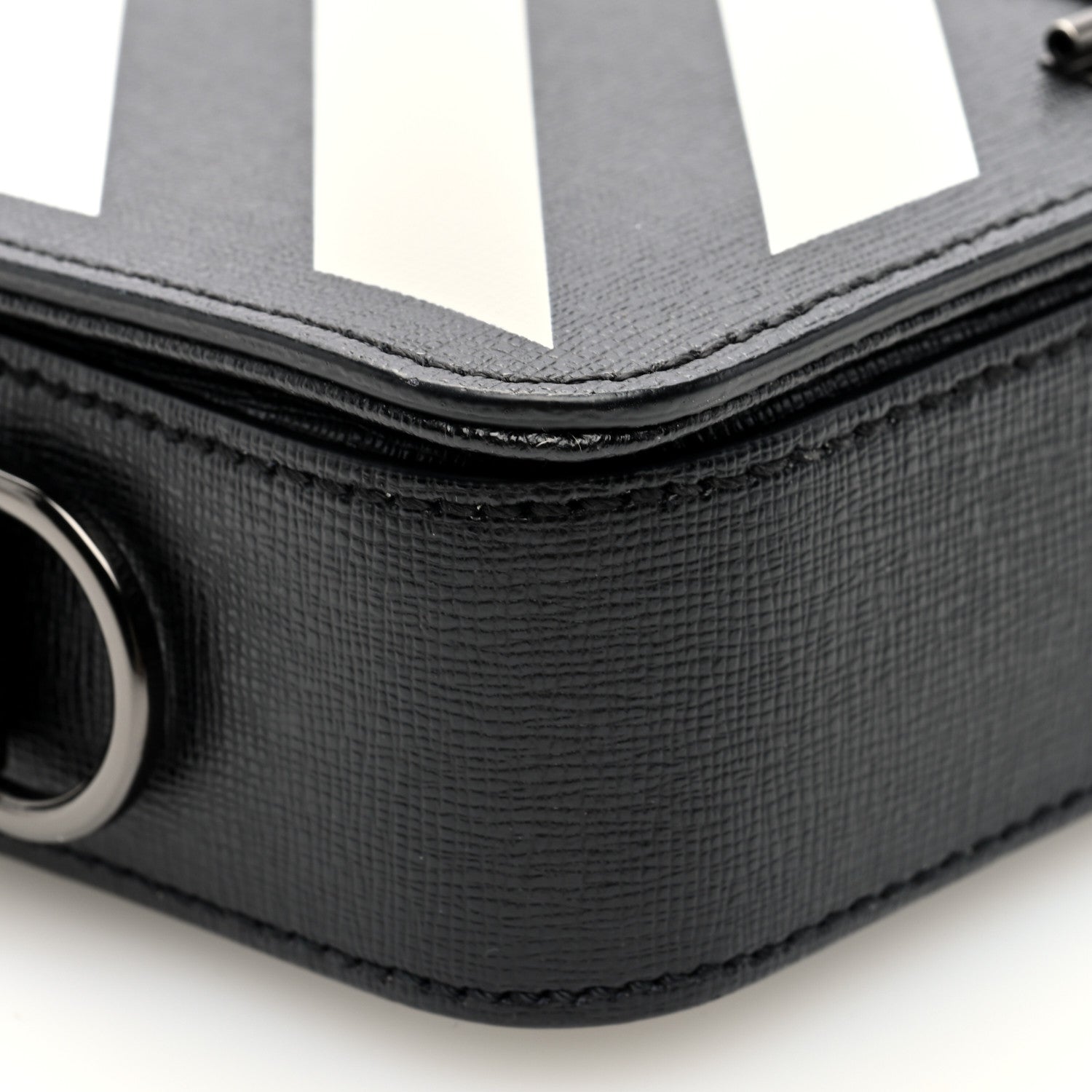 Off-White Saffiano Striped Mini Diag Binder Clip Bag Black White Yellow 8 of 9