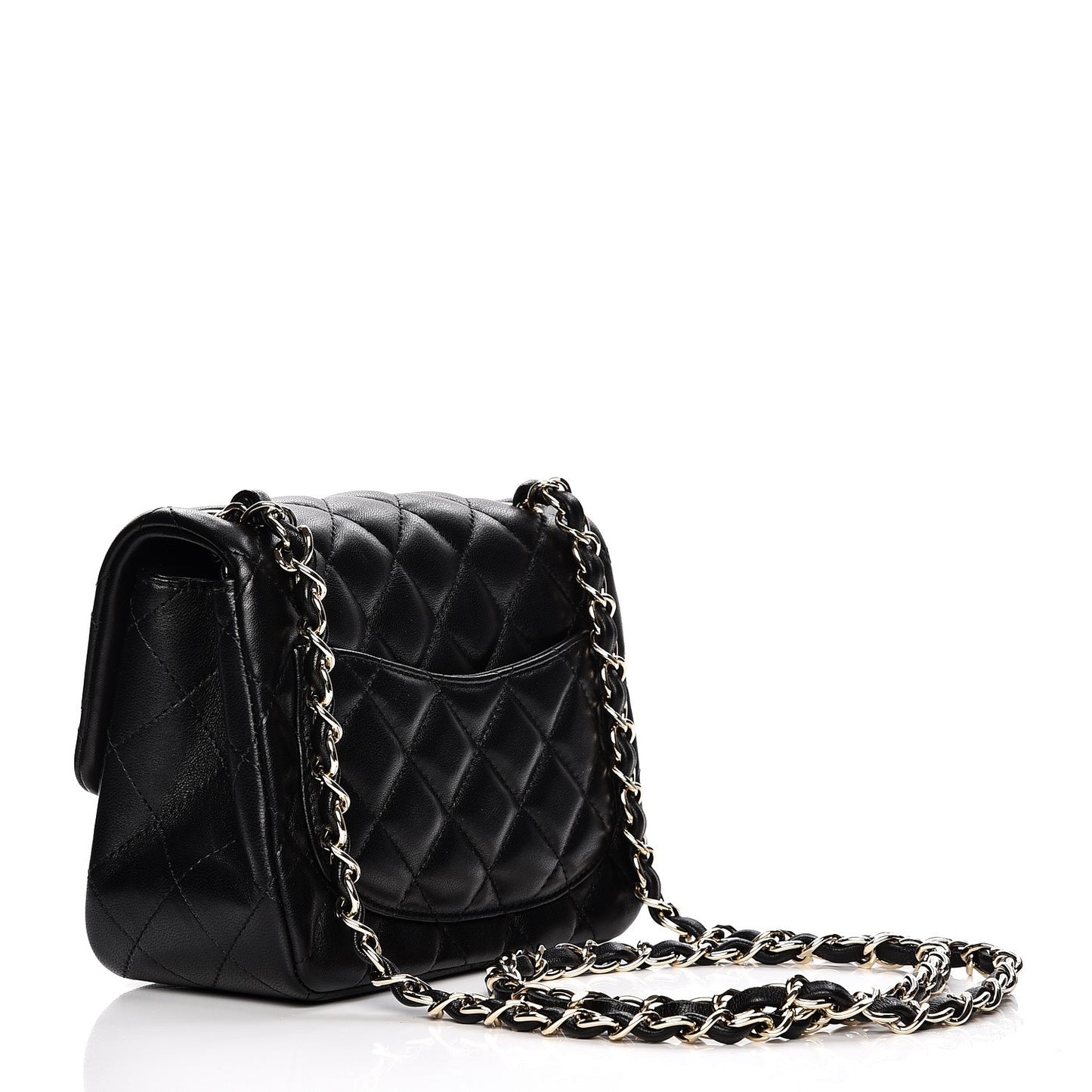 Lambskin Quilted Mini Square Flap Black