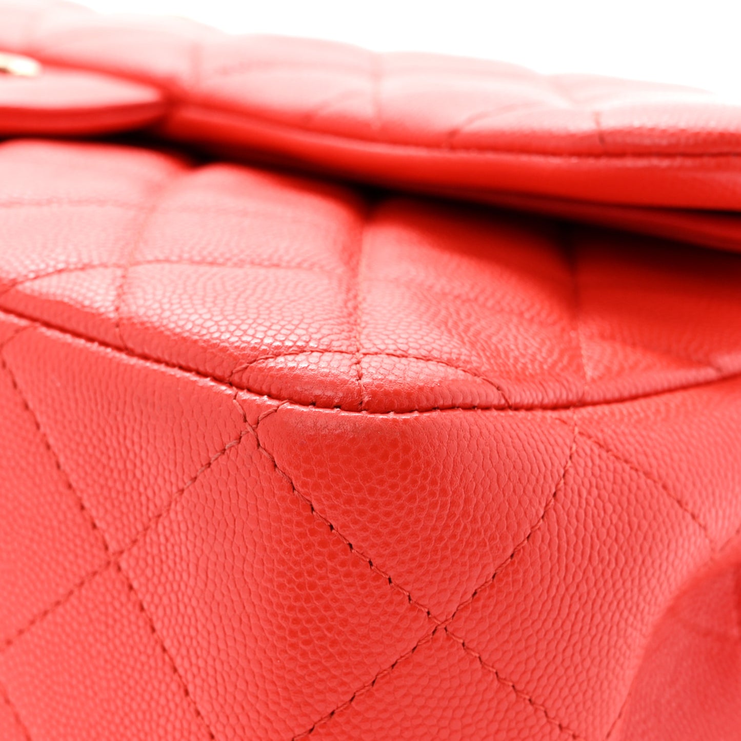 Caviar Quilted Jumbo Double Flap Red
