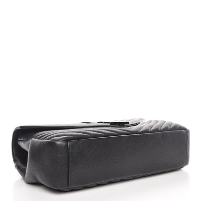 Saint Laurent Sheepskin Matelasse Chevron Monogram Large College Satchel Black 5 of 10