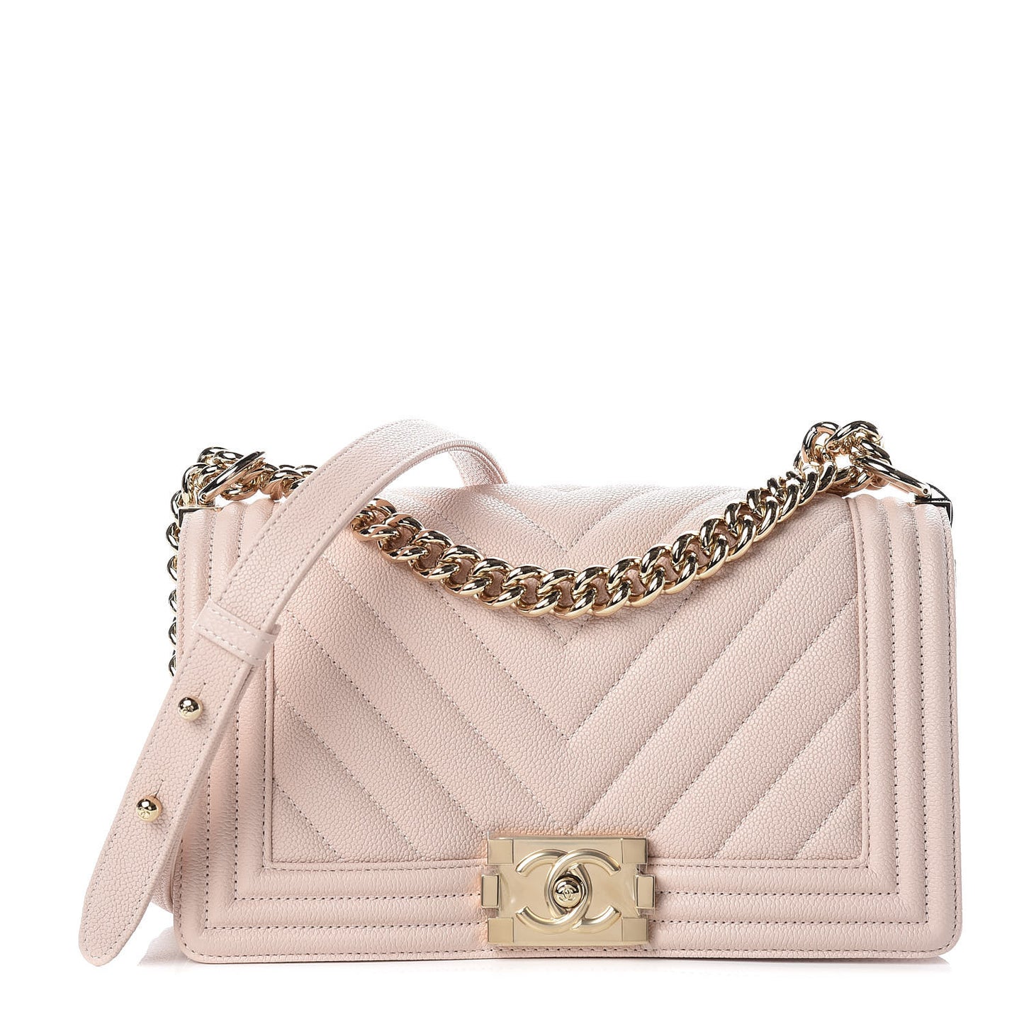 Caviar Chevron Quilted Medium Boy Flap Nude
