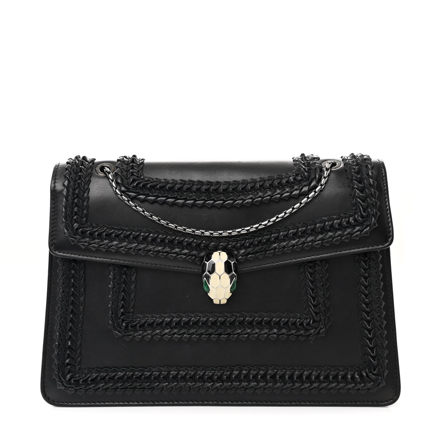 Bulgari Calfskin Plisse Serpenti Forever Crossbody Bag Black 1 of 16