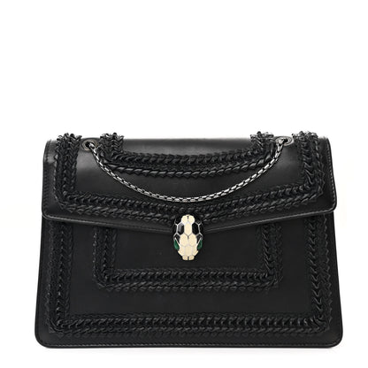Bulgari Calfskin Plisse Serpenti Forever Crossbody Bag Black 1 of 16