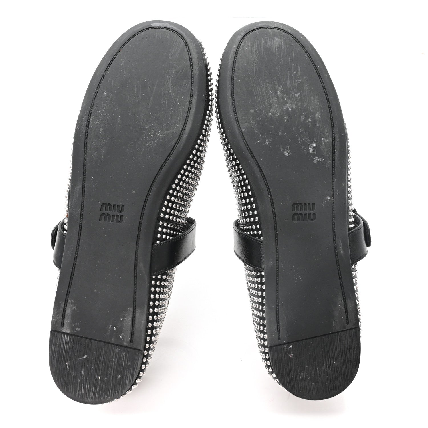 Miu Miu Calfskin Studded Mary Jane Ballerina Flats 36.5 Black 6 of 8