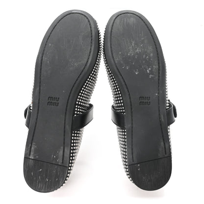 Miu Miu Calfskin Studded Mary Jane Ballerina Flats 36.5 Black 6 of 8