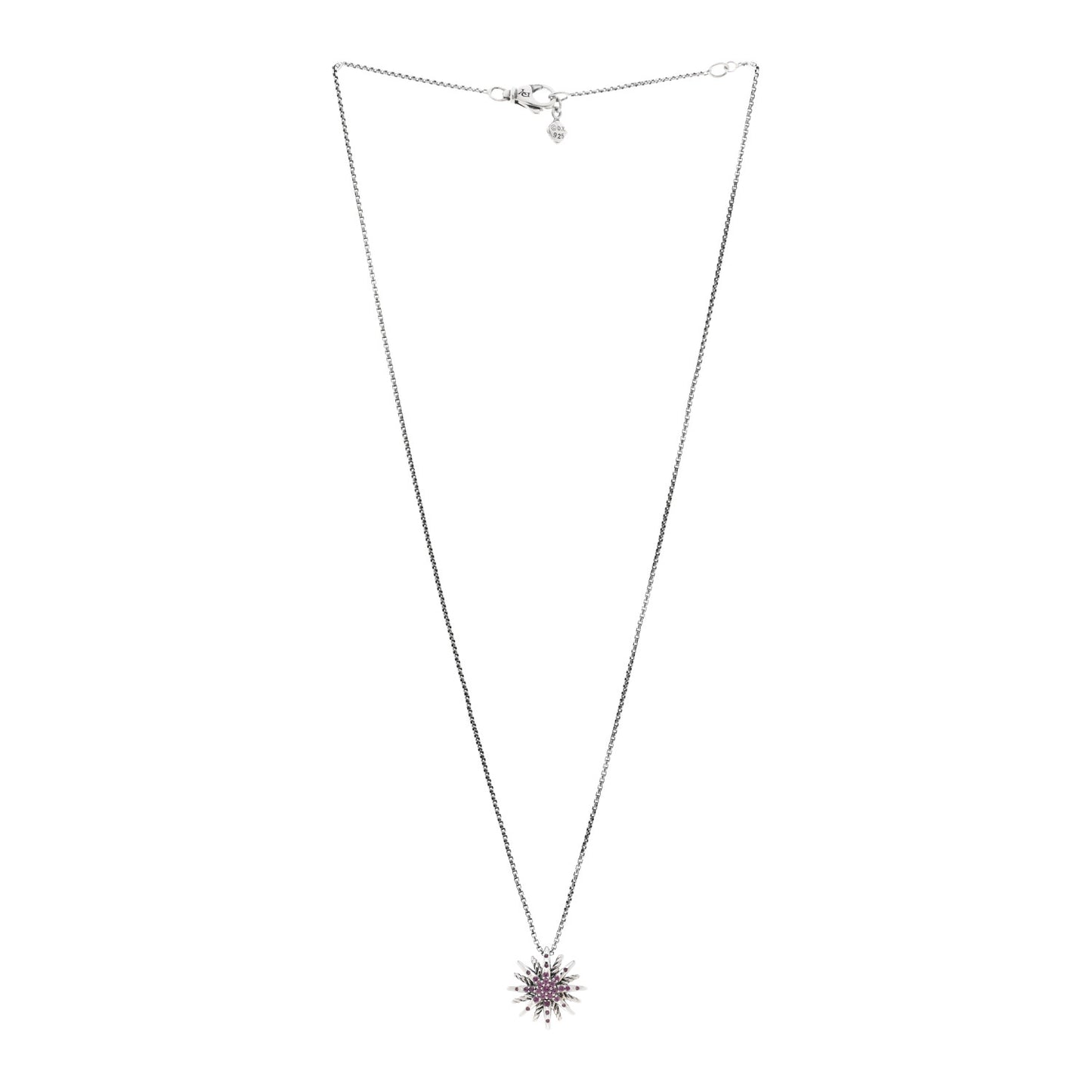 Sterling Silver Pink Sapphire Small Starburst Pendant Necklace