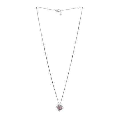 David Yurman Sterling Silver Pink Sapphire Small Starburst Pendant Necklace 3 of 4