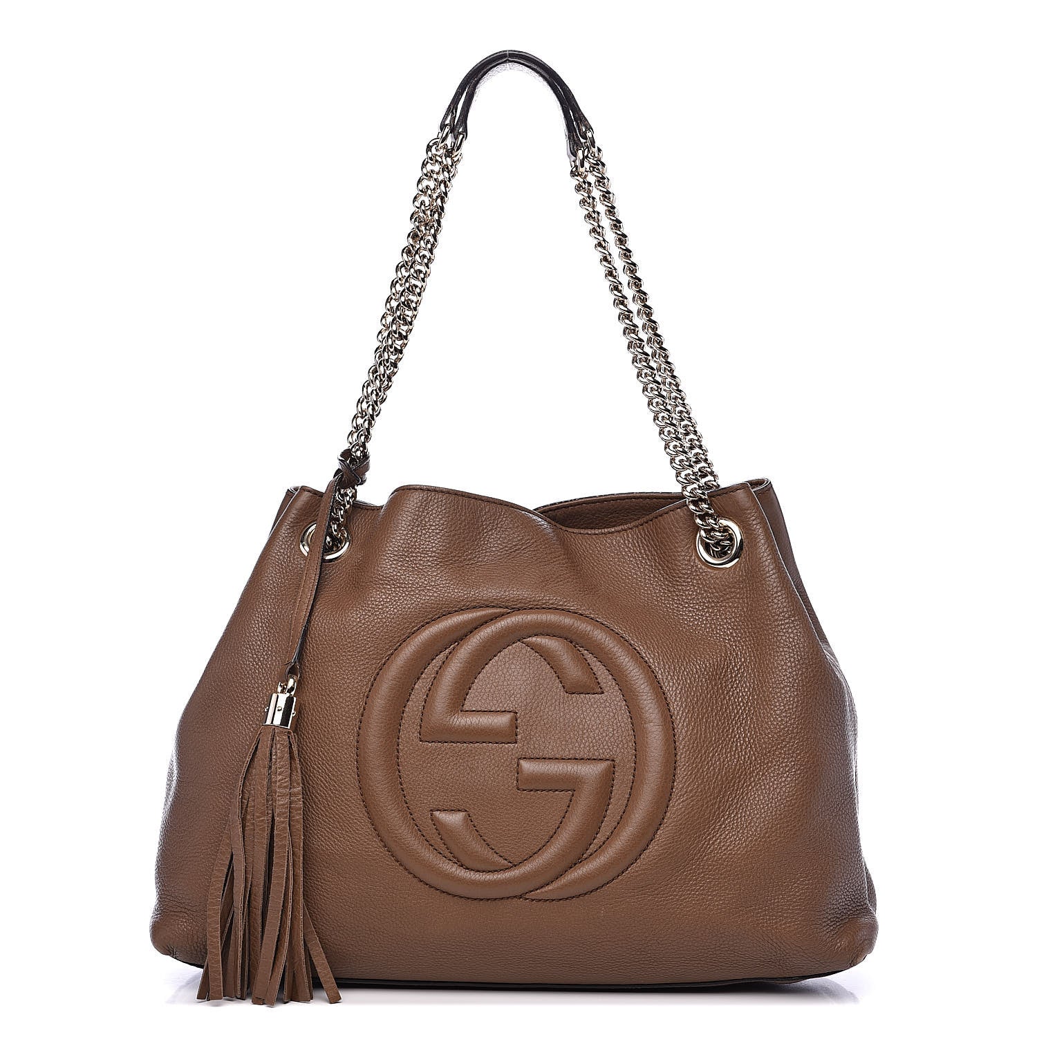 Gucci Pebbled Calfskin Medium Soho Chain Shoulder Bag Maple Brown 1 of 16