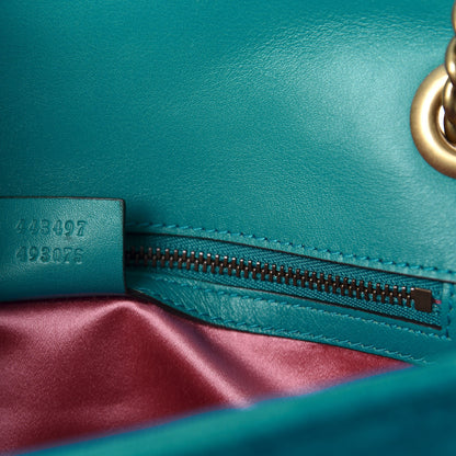 Gucci Velvet Matelasse Small GG Marmont Shoulder Bag Pavone Cyan 9 of 10