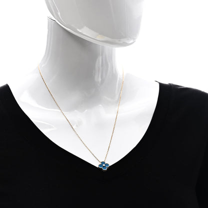 Van Cleef & Arpels 18K Yellow Gold Diamond Celestial Blue Sevres Porcelain Vintage Alhambra Pendant Necklace 2 of 6