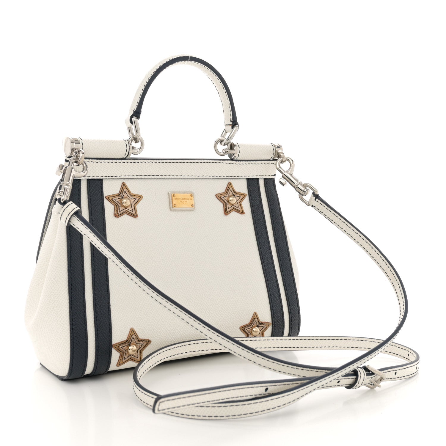 Dolce & Gabbana DOLCE GABBANA Dauphine Small Miss Sicily Anchor Satchel White Blue 3 of 13
