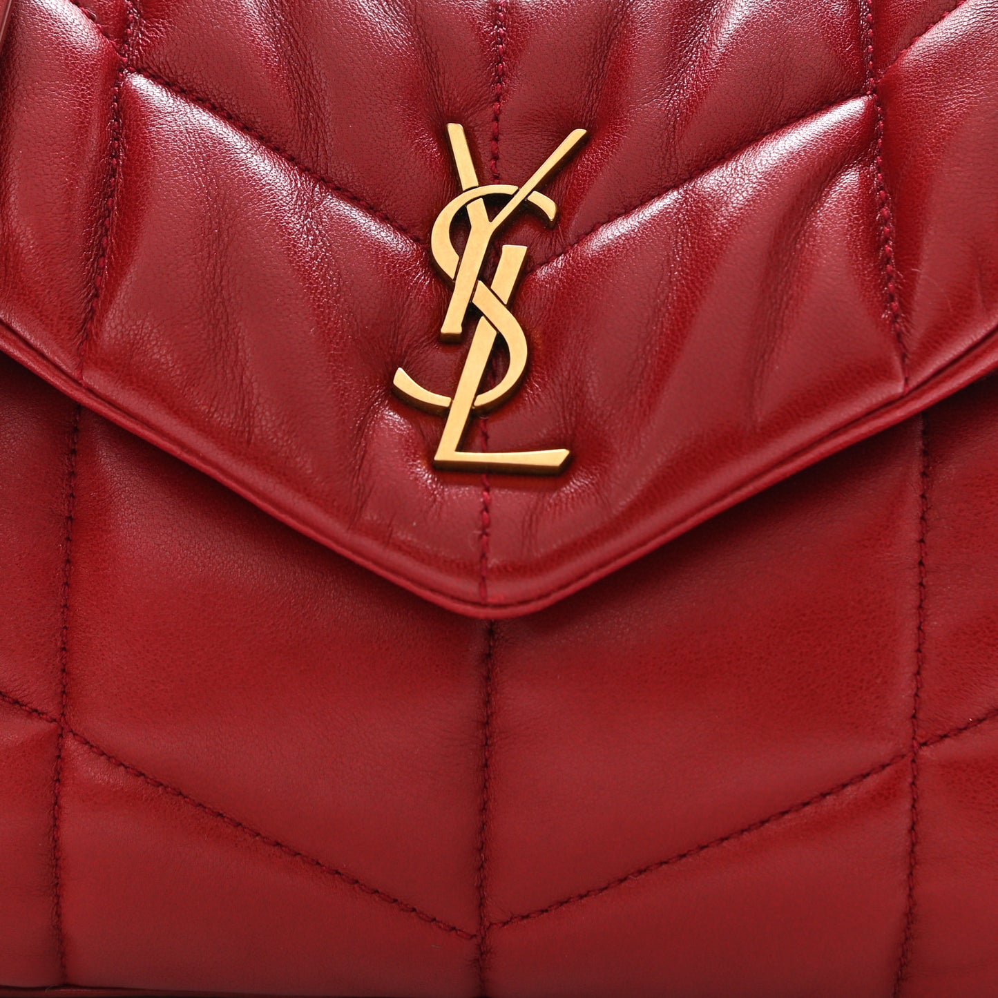 Lambskin Quilted Toy Loulou Puffer Monogram Chain Satchel Red