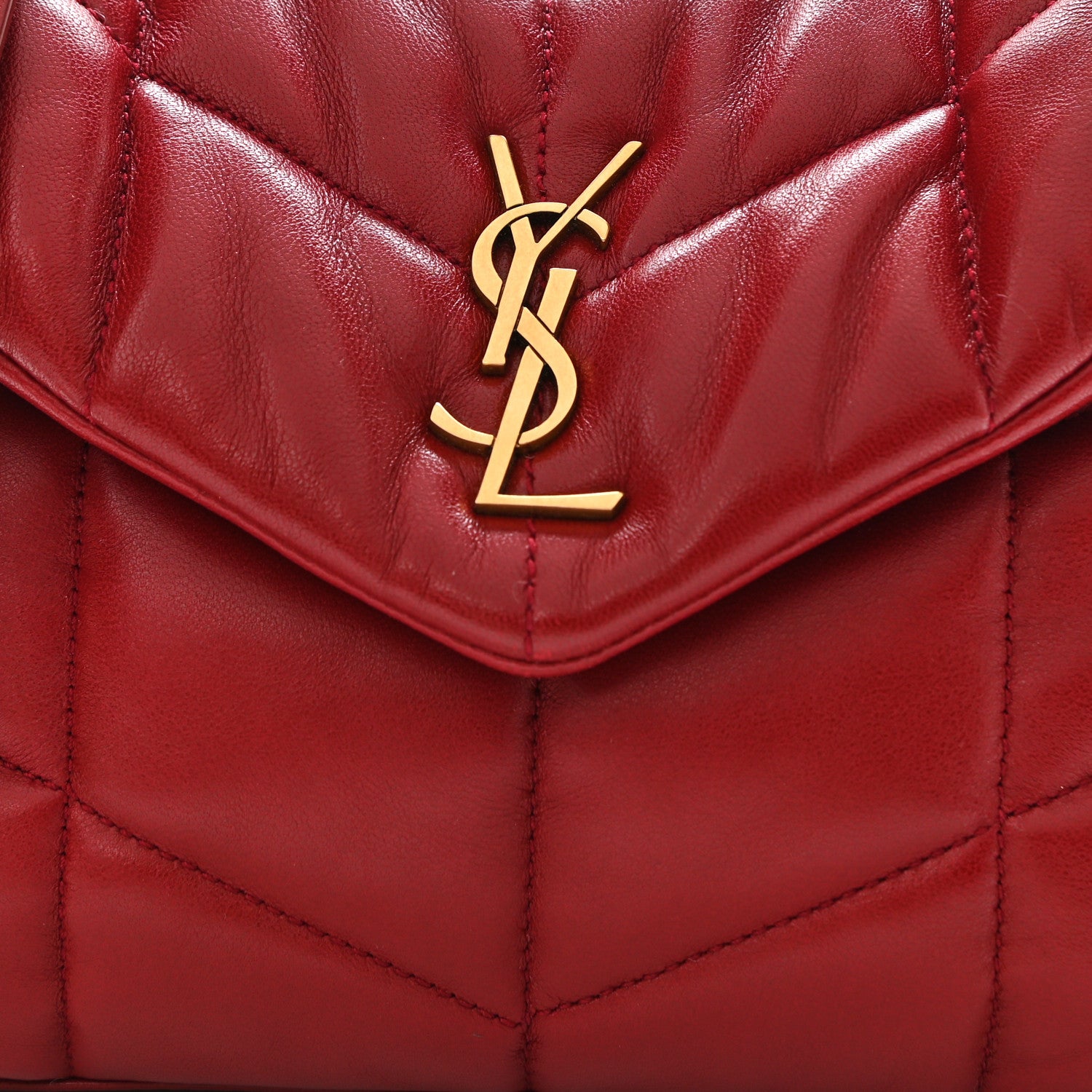 Saint Laurent Lambskin Quilted Toy Loulou Puffer Monogram Chain Satchel Red 9 of 13