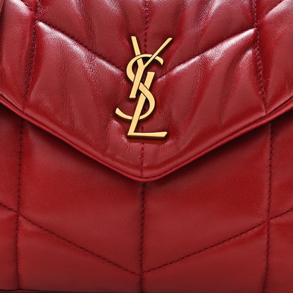 Saint Laurent Lambskin Quilted Toy Loulou Puffer Monogram Chain Satchel Red 9 of 13