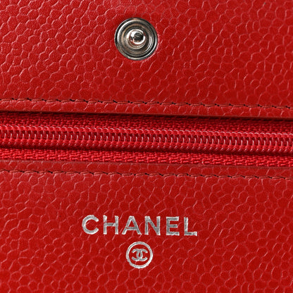 Chanel Caviar Quilted Wallet on Chain WOC Red 6 of 14