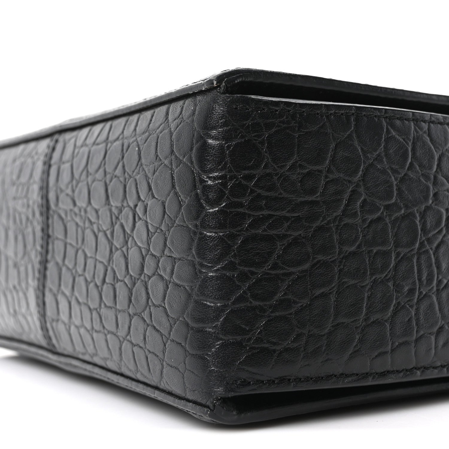 Alexander McQueen Calfskin Crocodile Embossed Box Shoulder Bag 19 Black 9 of 9