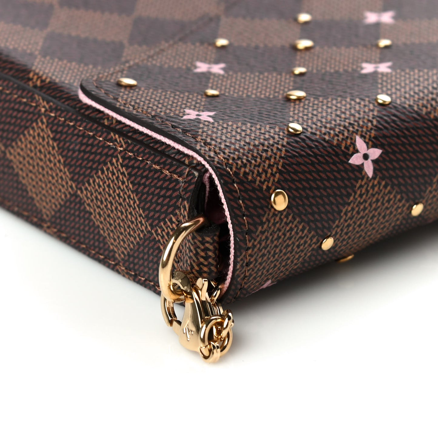 Damier Ebene Studded Pochette Felicie Chain Wallet