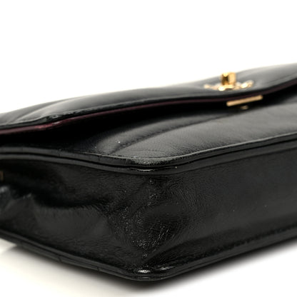 Chanel Lambskin Chevron Quilted Wallet On Chain WOC Black 10 of 11