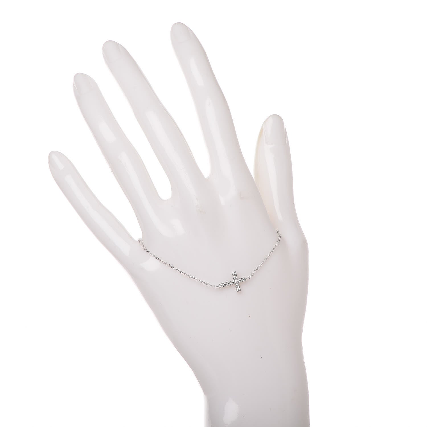 Cartier 18K White Gold Diamond Symbols Cross Bracelet 2 of 5