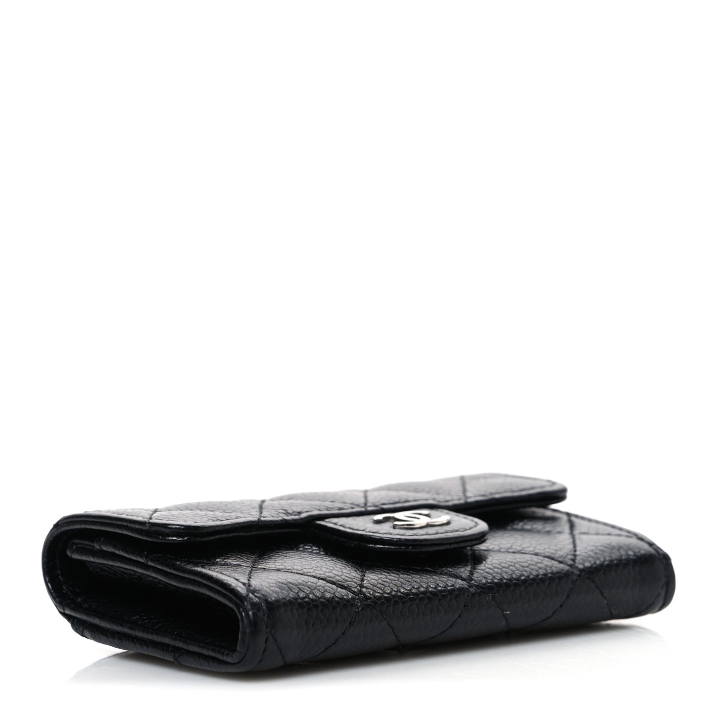 Caviar Quilted Flap Card Holder Black