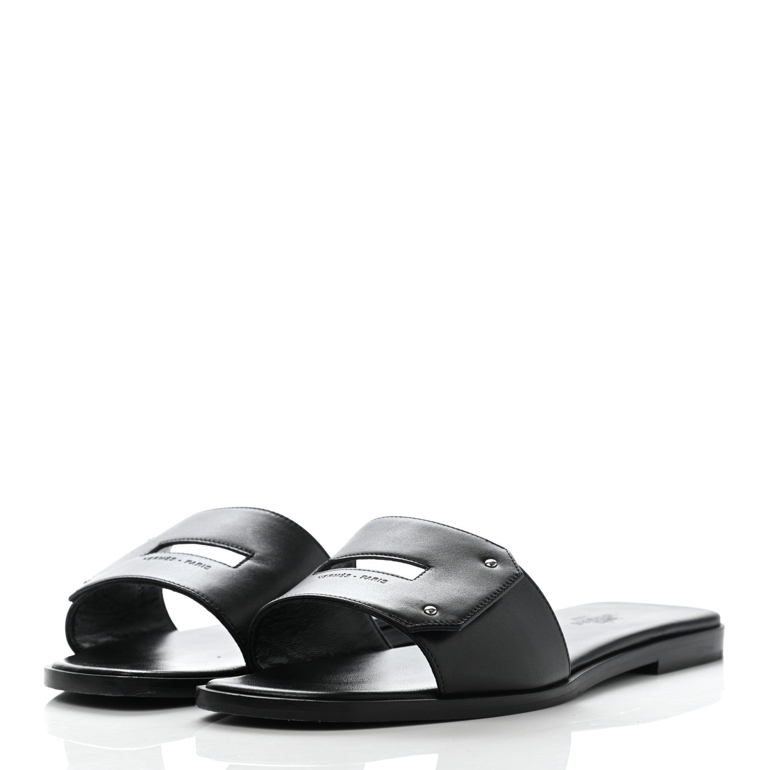 Hermes Calfskin View Sandals 37.5 Black 3 of 9
