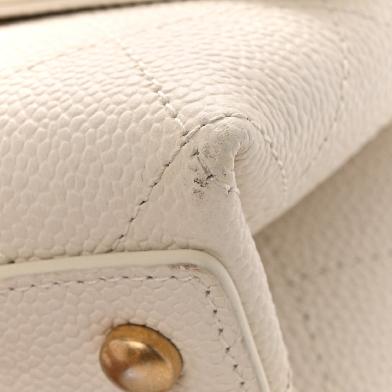 Chanel Grained Calfskin Small Stitched Flap White 12 of 16