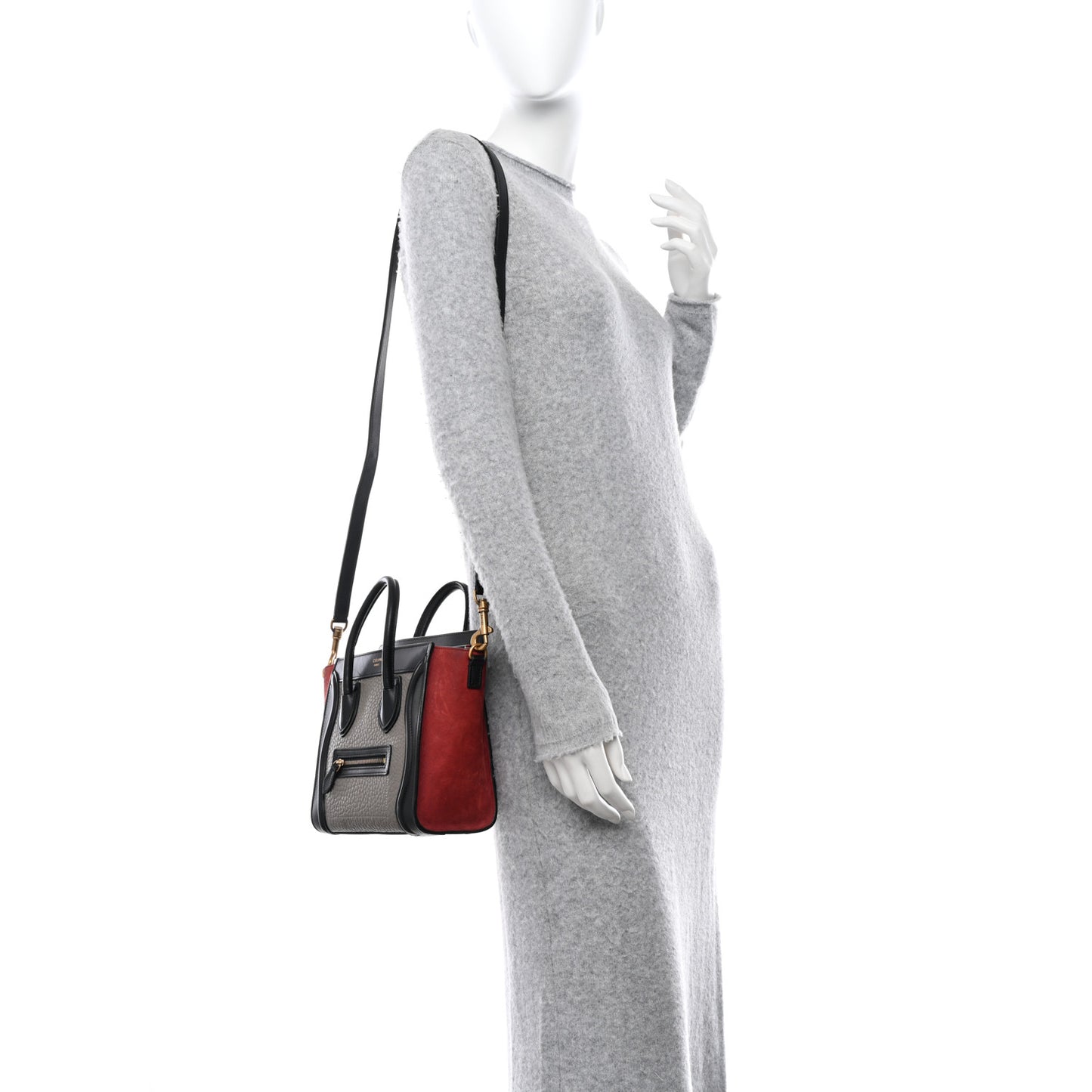 Bullhide Calfskin Nubuck Nano Tri-Color Luggage Ruby