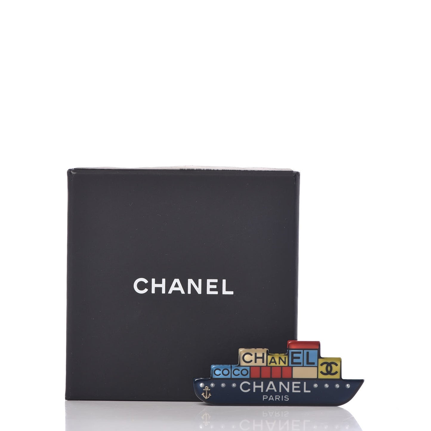 Resin CC Cruise Ship Brooch Multicolor